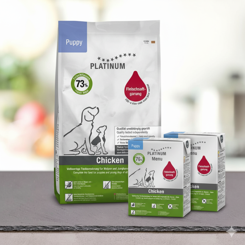 Platinum Puppy Starter Pack συνδυασμός ξηράς υγρής τροφής κοτόπουλο κουτάβια